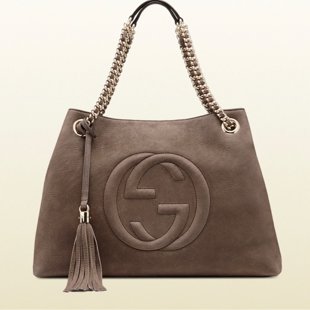 Gucci Soho Chain Strap Shoulder Bag Nubuck Medium.